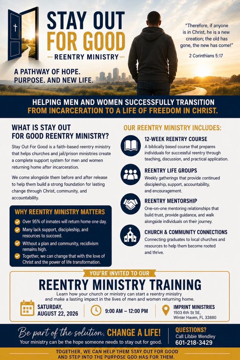 Stay Out For Good Reentry Ministry Training Flyer
